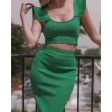 SET CROP TOP AND SKIRT GREEN