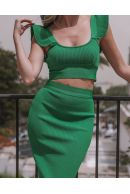 SET CROP TOP AND SKIRT GREEN