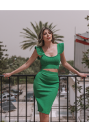 SET CROP TOP AND SKIRT GREEN